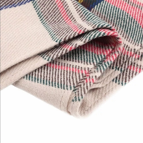 NEW Khaki Blend Oversized Tartan Scarf - Picture 6 of 7